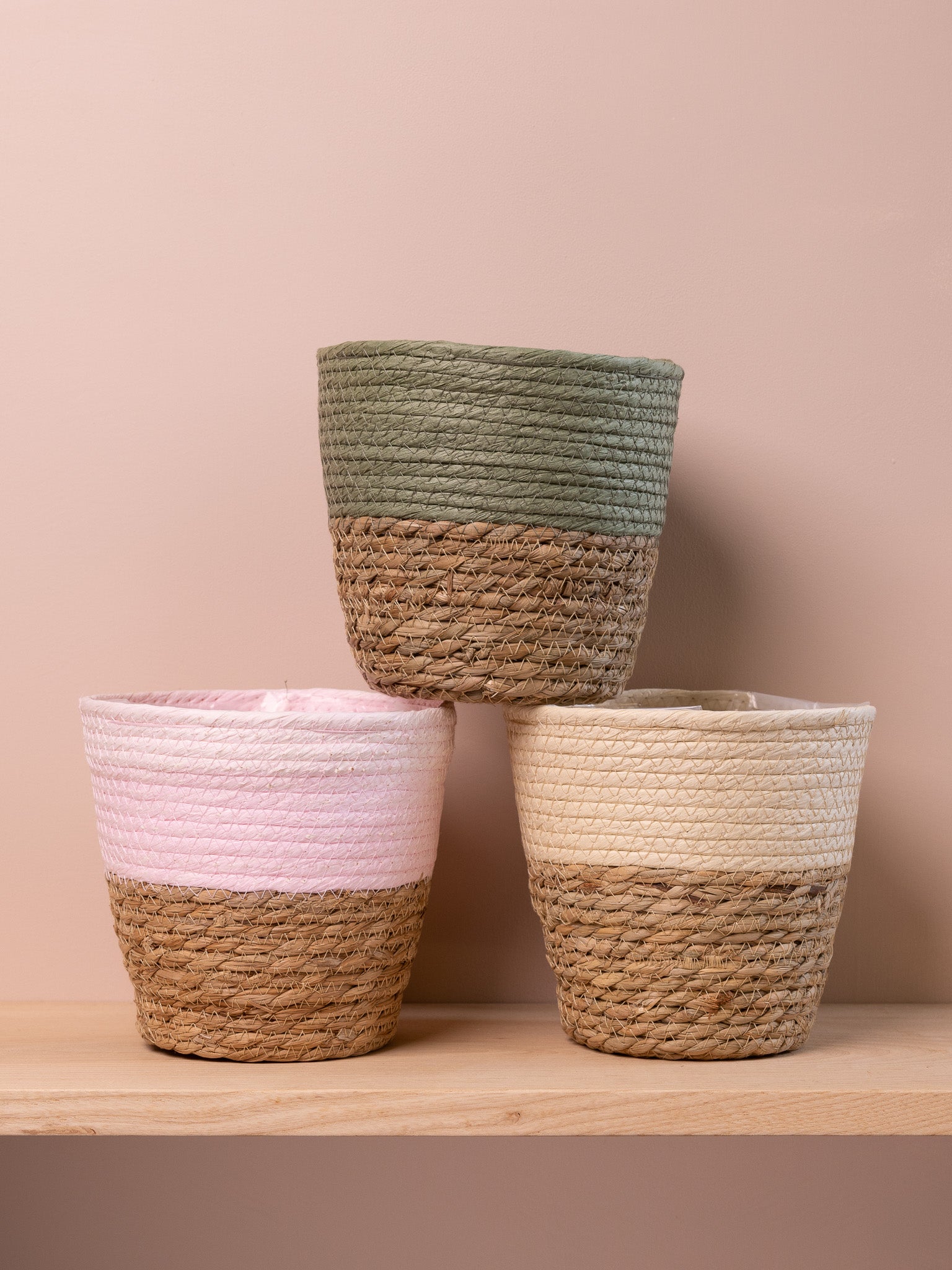 Coloured Wicker Indoor Plant Baskets