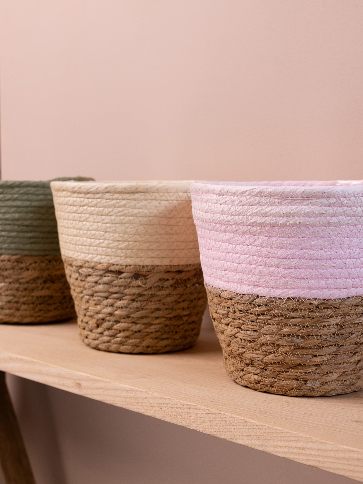 Coloured Wicker Indoor Plant Baskets