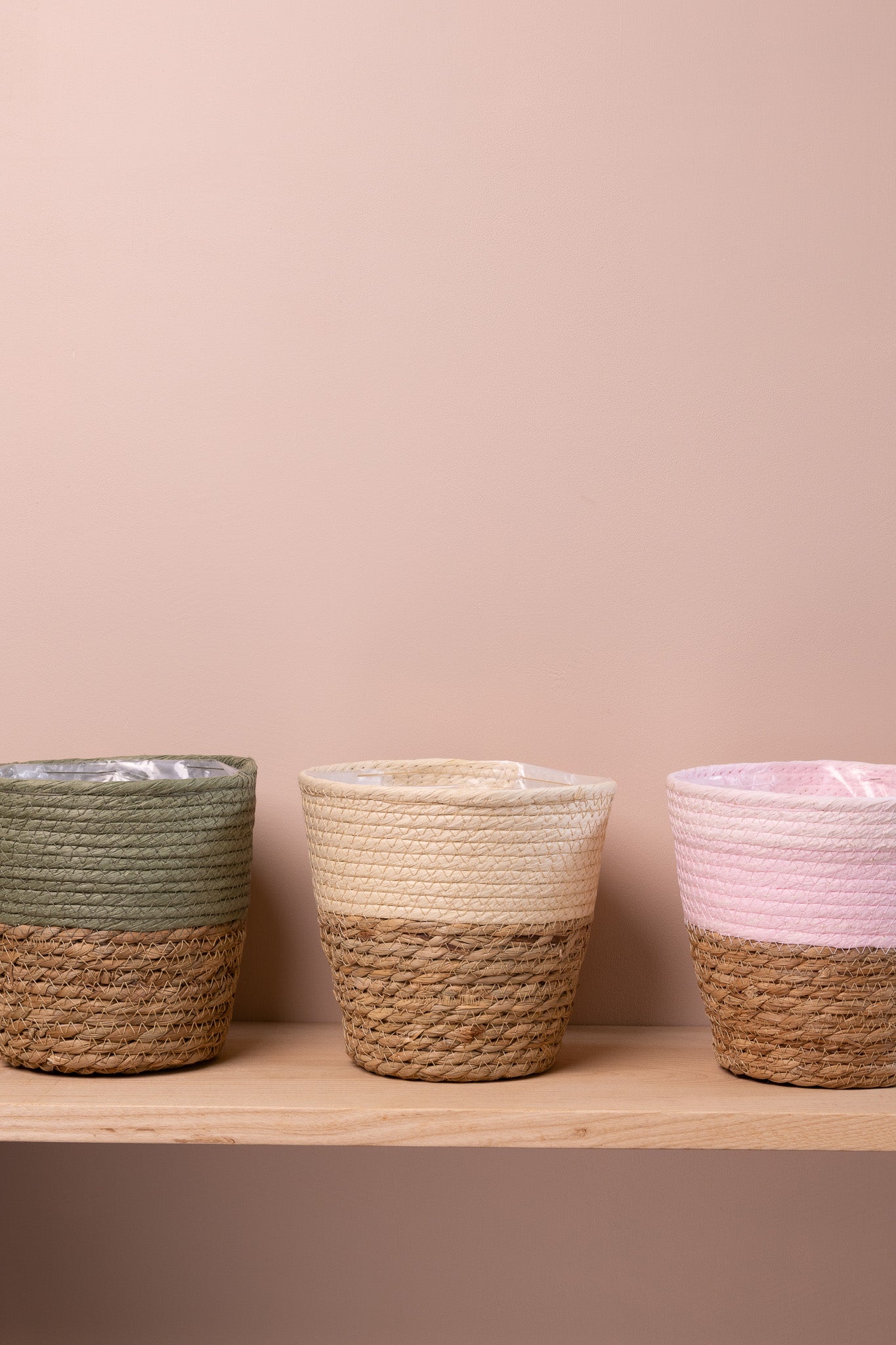 Coloured Wicker Indoor Plant Baskets